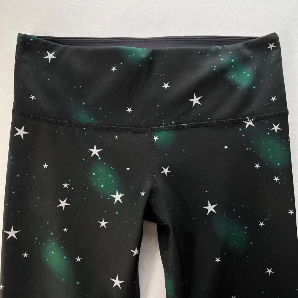 Noli Yoga Leggings Cosmic Stars Galaxy Black Green Size Small - Picture 4 of 10